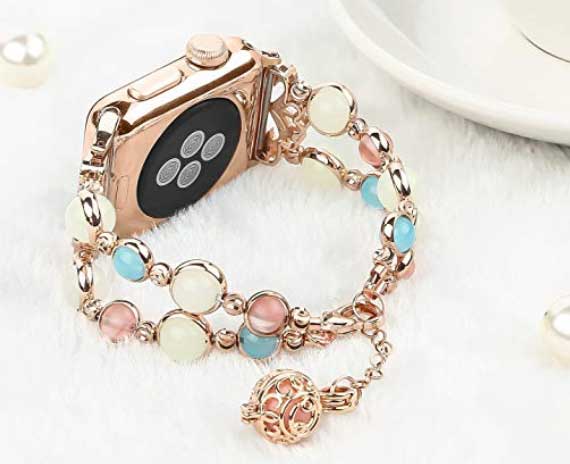Apple Watch için Parlak İnci Bileklik Kayışı