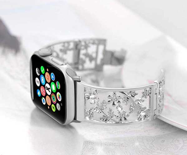 Apple Watch için Metal Kayış Çiçek Kordon