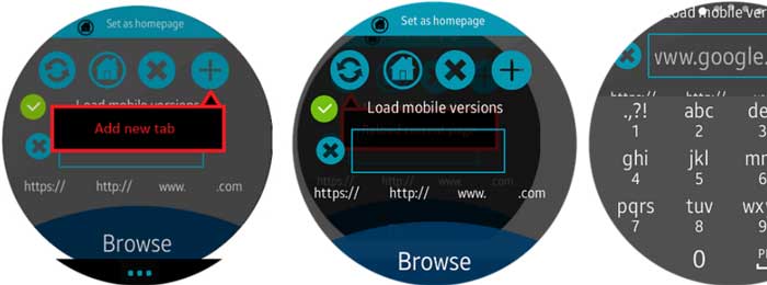 Samsung akıllı saatler için WebBrowser uygulaması