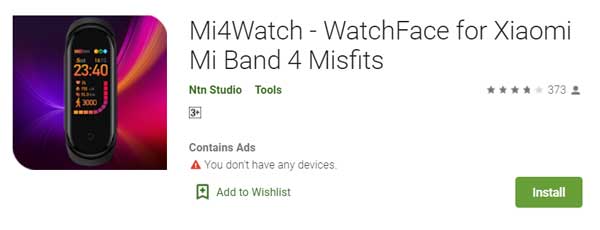 Mi4Watch – Ntn Studio tarafından Xiaomi Mi Band 4 MisFits için WatchFace