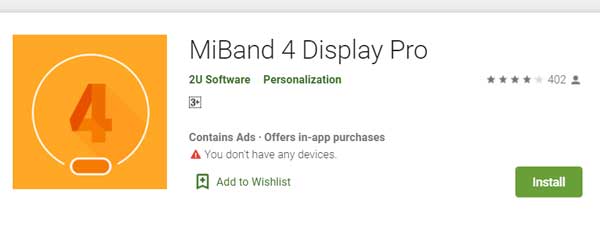 2U Yazılımından MiBand4 Display Pro